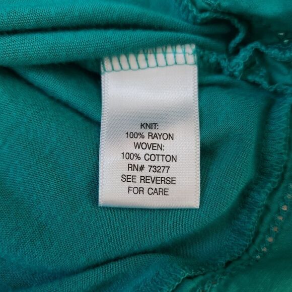 Apt. 9 Square Neck Glitter Sleeve Empire Waist Top Green Women's Size Medium - Picture 7 of 11